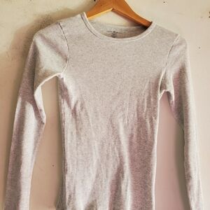 Brandy Melville Light Gray Ribbed Long Sleeve Top
